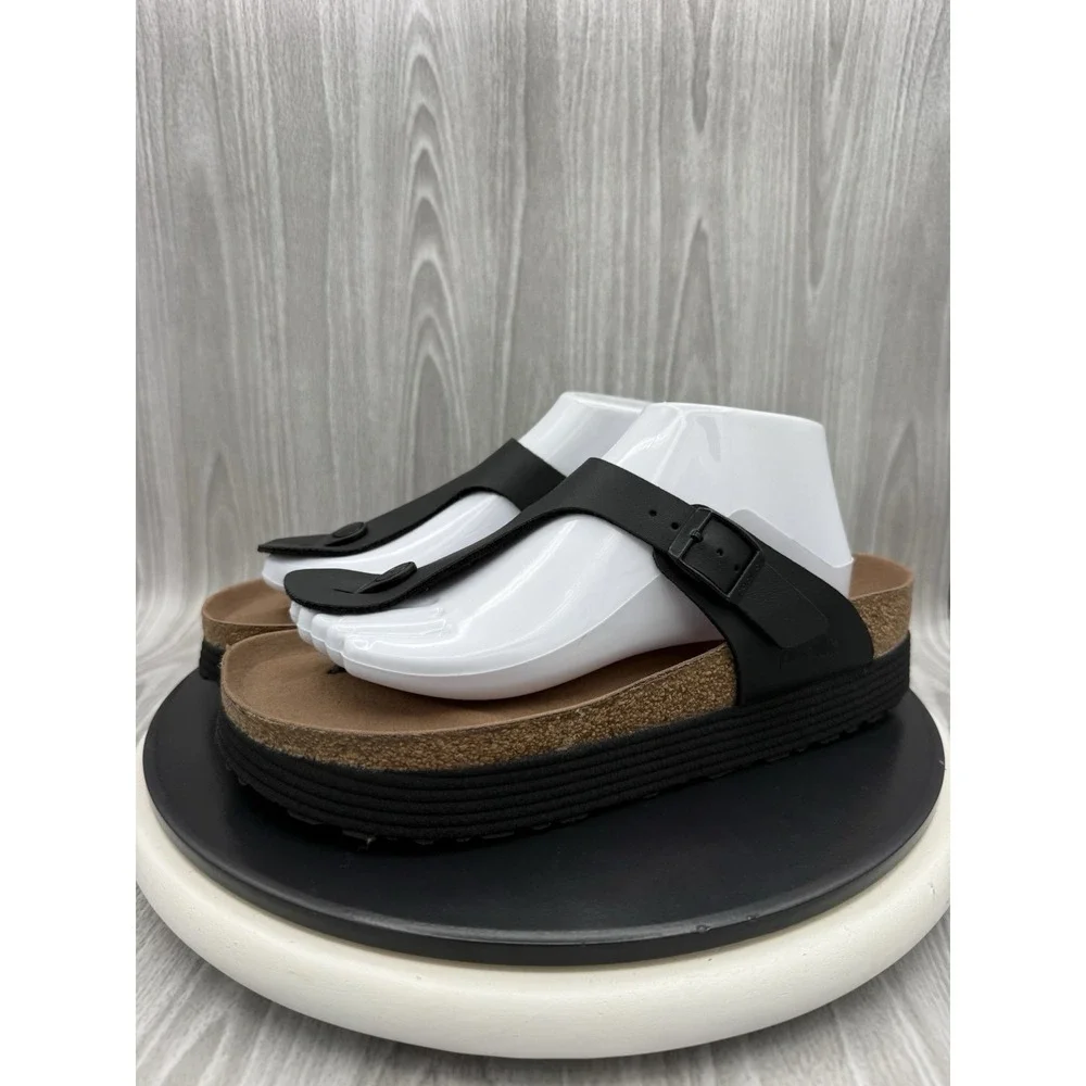 Papillio By Birkenstock Womens Size 9 Reg Black Gizeh Pap Flex Platform Sandals